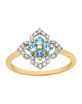 Blue Topaz Ring - 10ct Yellow Gold Blue Topaz & Diamond Ring - 786262