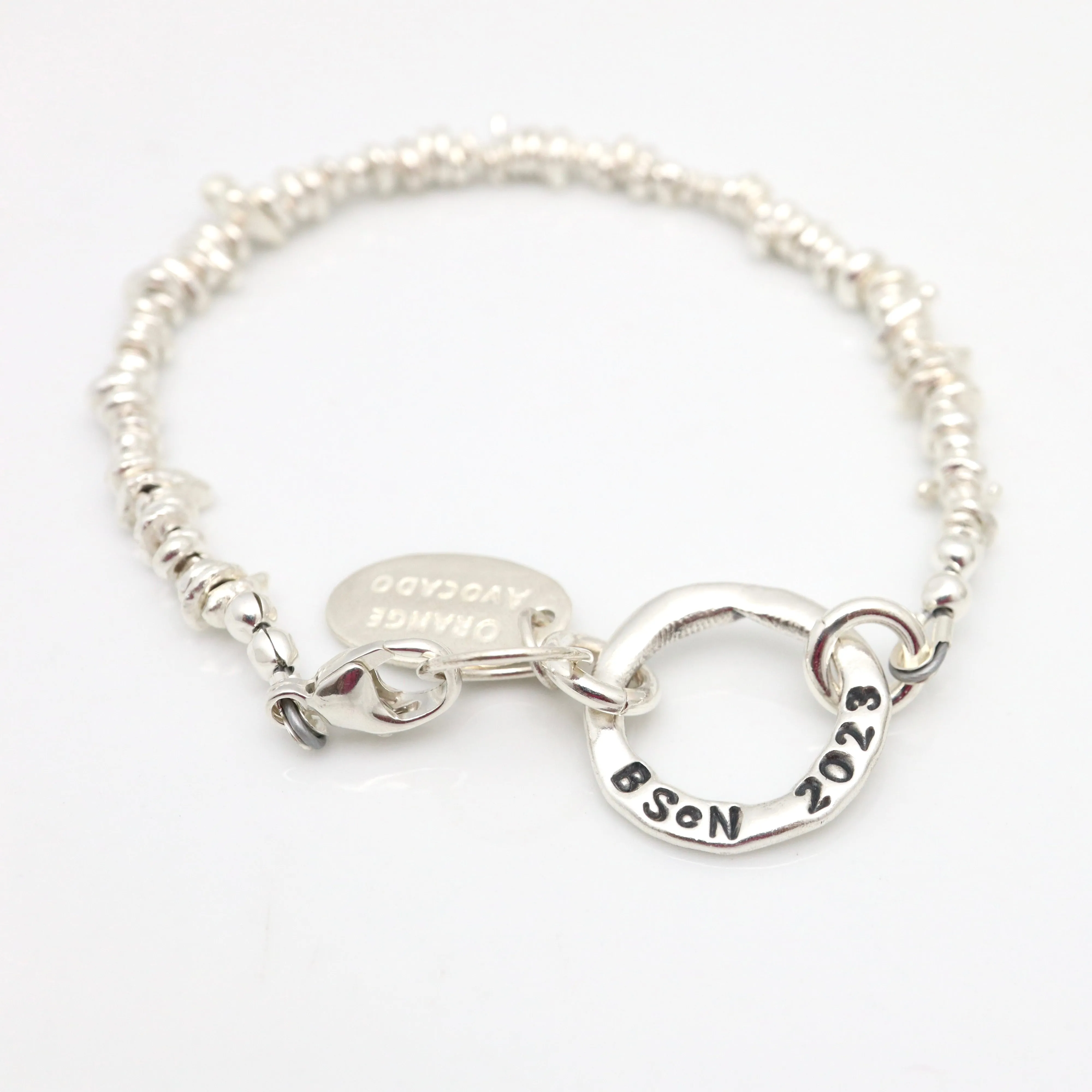 Bold Circle Link Personalized Bracelet with Freeform Nuggets