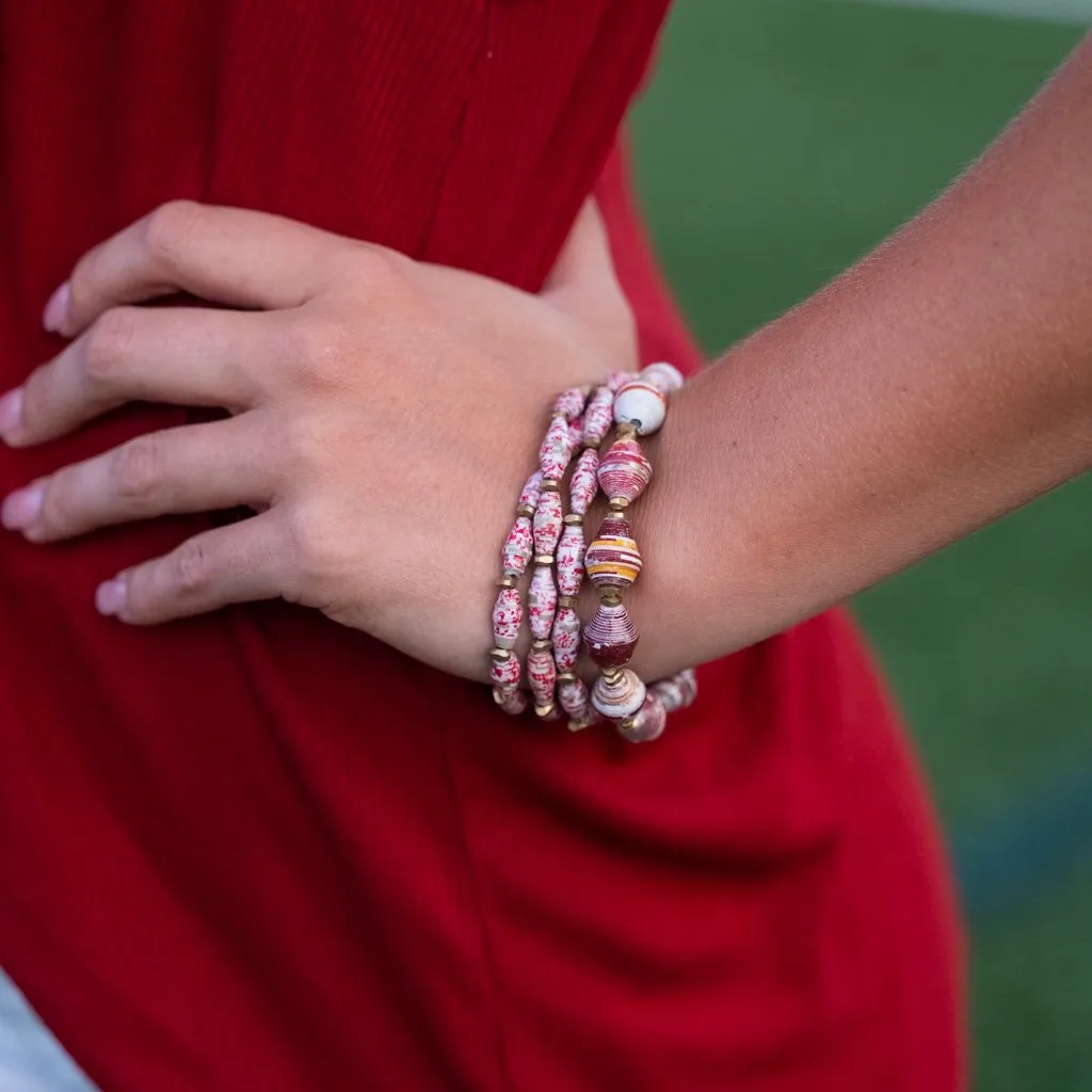 Bracelet -  Red Velvet Triple Wrap Multi