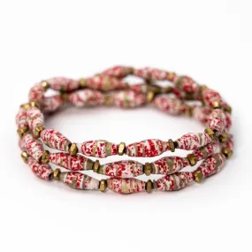 Bracelet -  Red Velvet Triple Wrap Multi