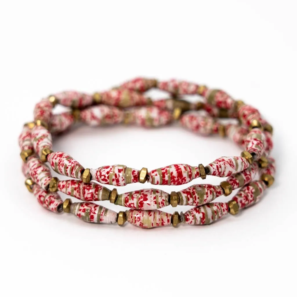 Bracelet -  Red Velvet Triple Wrap Multi
