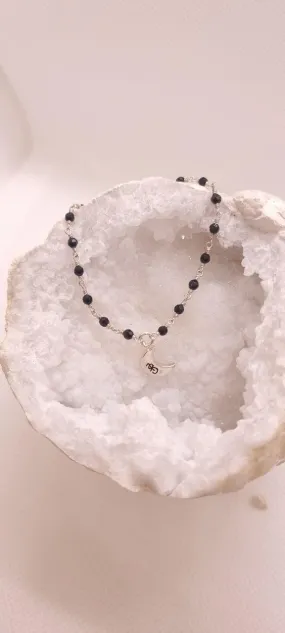 Bracelet With Black Onyx & Half Moon