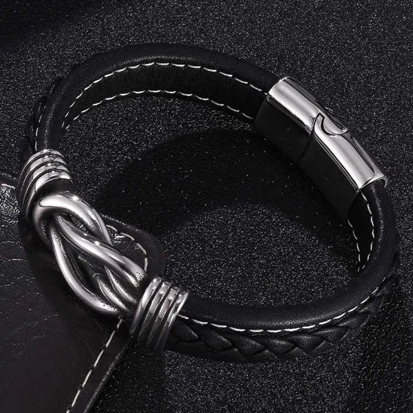 Braided Leather Magnetic Bracelet (Circumference 21cm) 真皮編織磁扣手鍊 (鍊長 21cm) (KJBR16078)