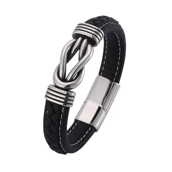 Braided Leather Magnetic Bracelet (Circumference 21cm) 真皮編織磁扣手鍊 (鍊長 21cm) (KJBR16078)