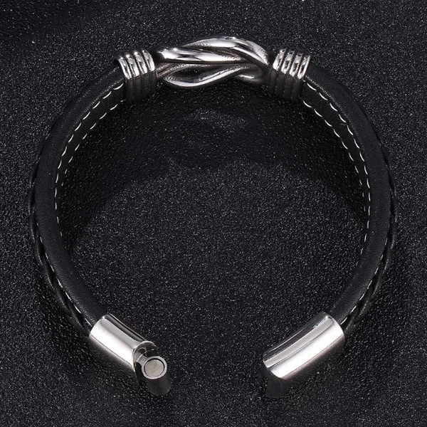 Braided Leather Magnetic Bracelet (Circumference 21cm) 真皮編織磁扣手鍊 (鍊長 21cm) (KJBR16078)