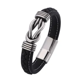 Braided Leather Magnetic Bracelet (Circumference 21cm) 真皮編織磁扣手鍊 (鍊長 21cm) (KJBR16078)