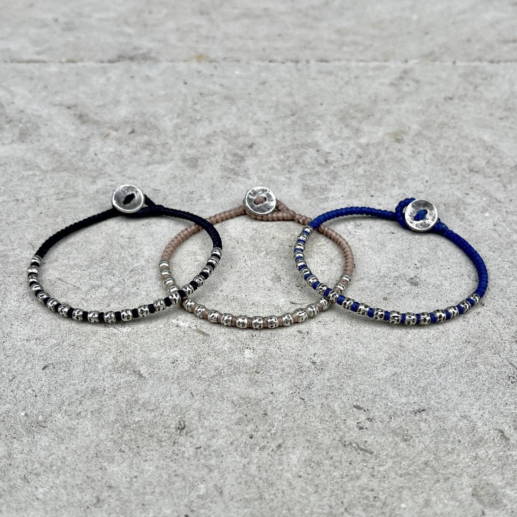 Braided "Kamasan" Silver Bracelet (Blue)