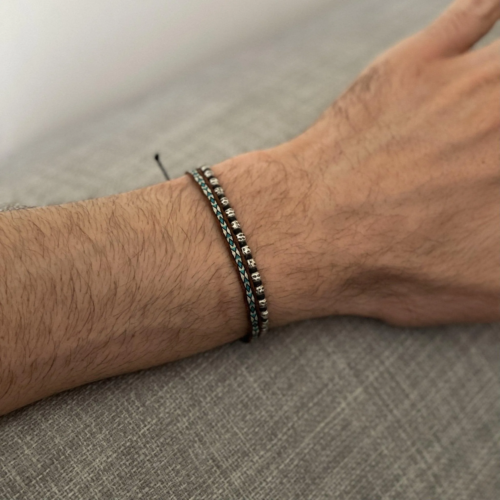 Braided "Kamasan" Silver Bracelet (Blue)
