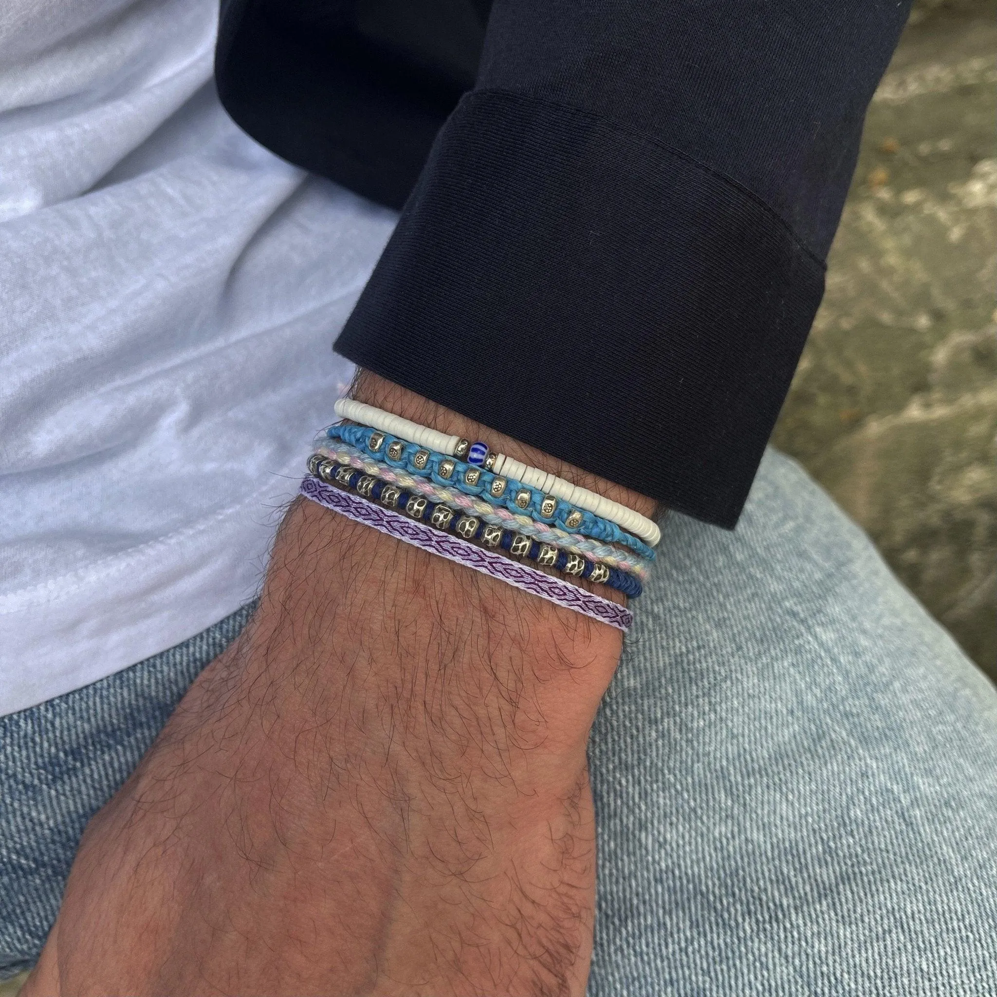 Braided "Kamasan" Silver Bracelet (Blue)