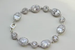 Bridal Bracelet, Wedding Bracelet, Wedding Jewelry, Statement Bracelet, CZ Crystal Bracelet, Clear Bridal Jewelry, Silver Clear Jewelry Gift