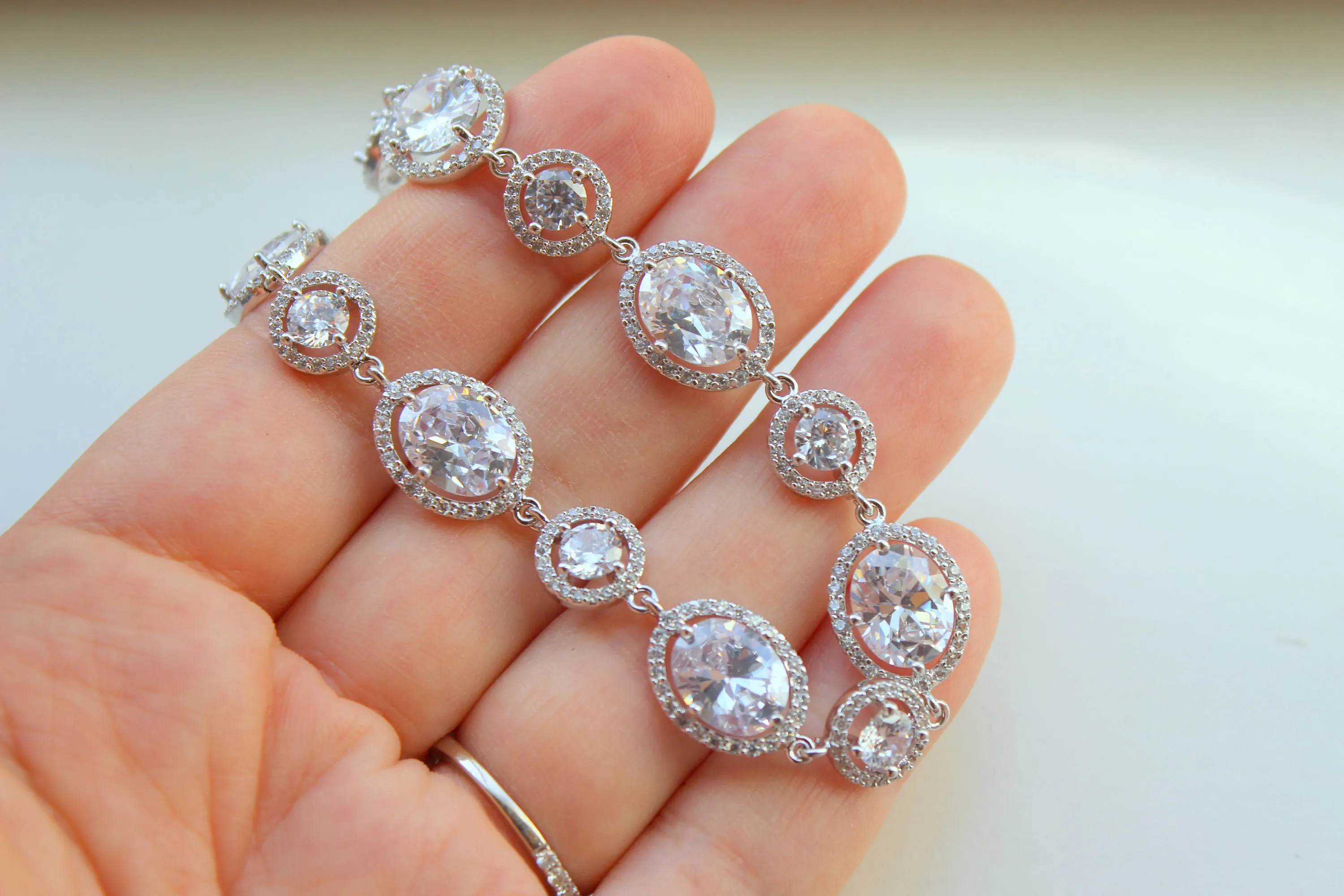 Bridal Bracelet, Wedding Bracelet, Wedding Jewelry, Statement Bracelet, CZ Crystal Bracelet, Clear Bridal Jewelry, Silver Clear Jewelry Gift