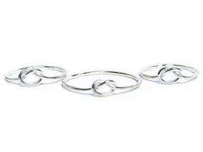 Bridesmaid jewelry • Set of 3 Tie the Knot Rings • Sterling silver