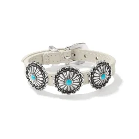 Brighton | Mosaic Paseo Bandit Leather Cuff Concho Bracelet in Shoe White