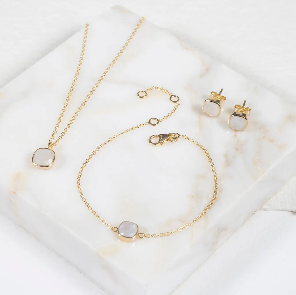 Brooklyn Moonstone & Gold Vermeil Stud Earrings