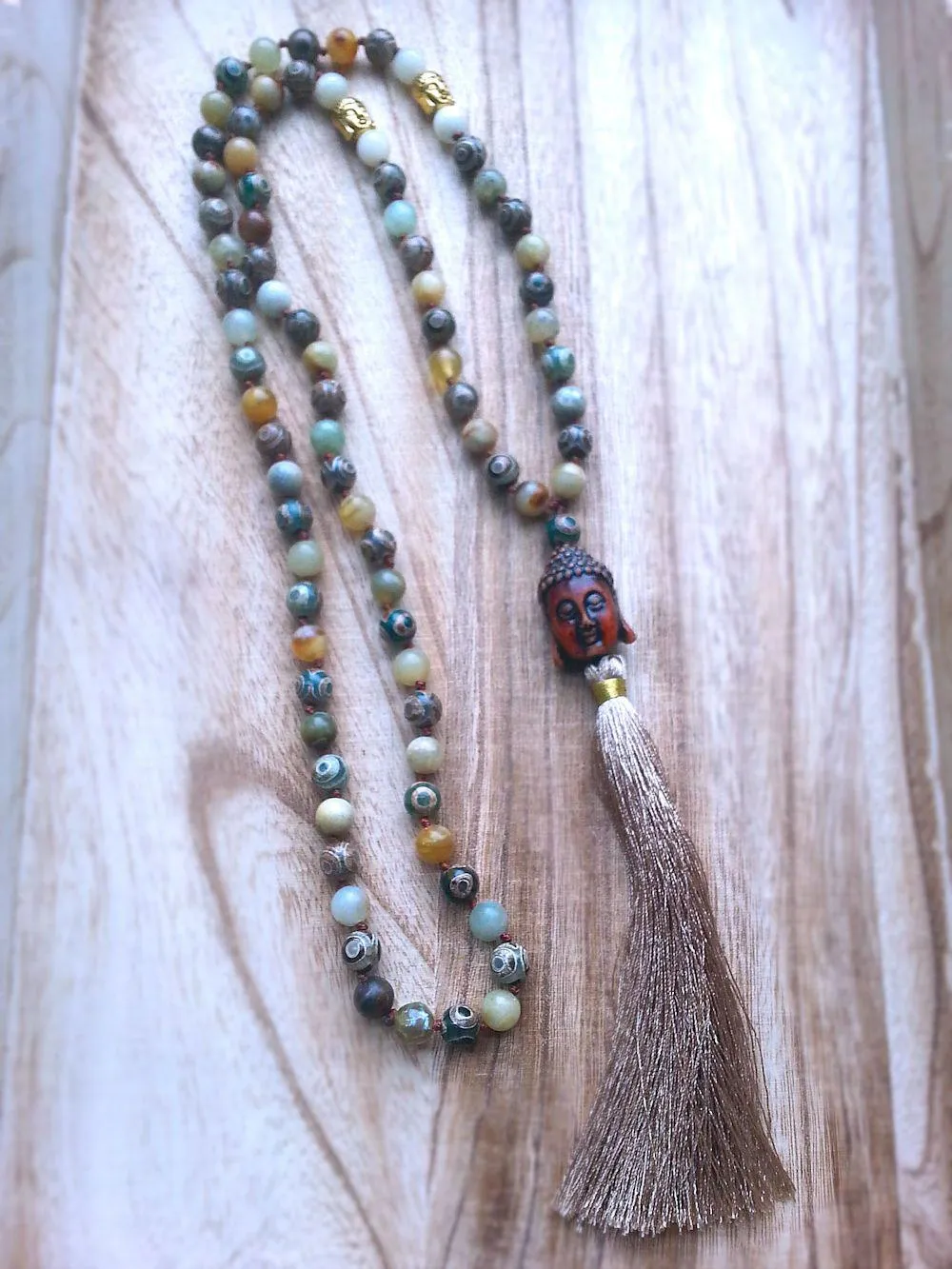 Buddha Necklace - Dzi Beads