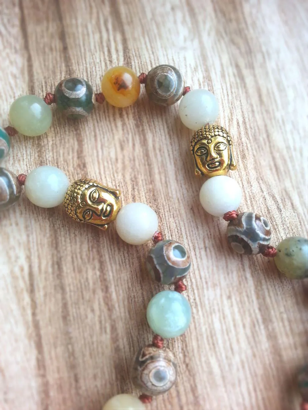 Buddha Necklace - Dzi Beads