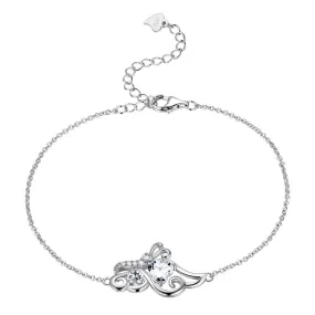 Butterfly Birthstone April Diamond Bracelet Women Girls Jewelry Birthday Gift 925 Sterling Silver