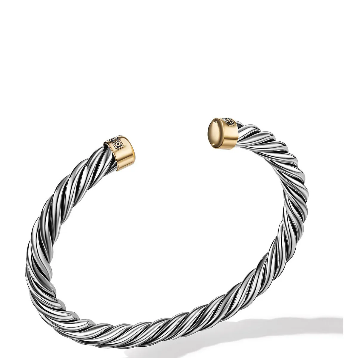Cable Cuff Bracelet in Sterling Silver with 18K Yellow Gold