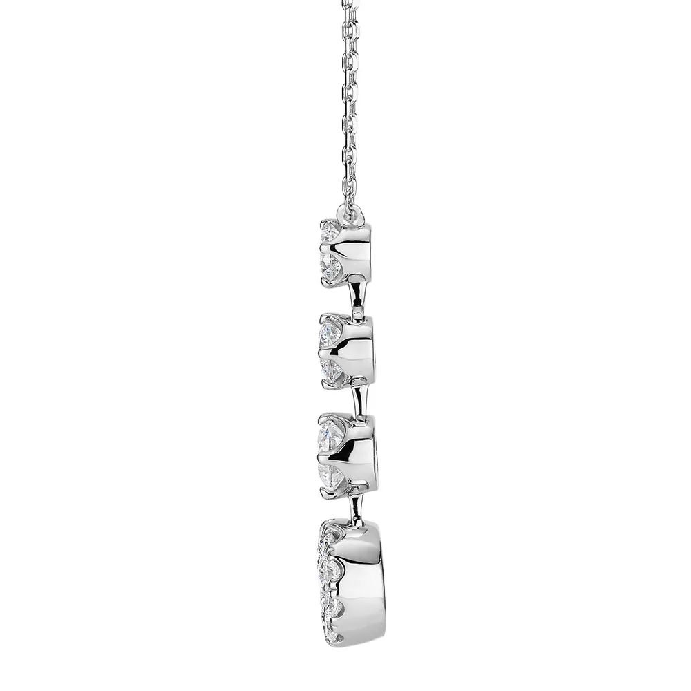 Celeste Round Brilliant drop necklace with 1.27 carats* of diamond simulants in sterling silver