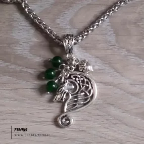 Celtic Horse Necklace Silver Green Jade | Fenris