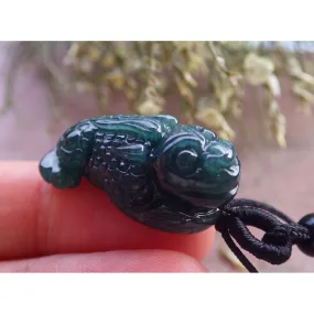 Certified Green Burma Natural A Jade Jadeite Pendant Frog Toad Necklace