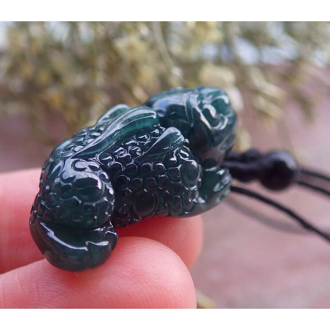 Certified Green Burma Natural A Jade Jadeite Pendant Frog Toad Necklace