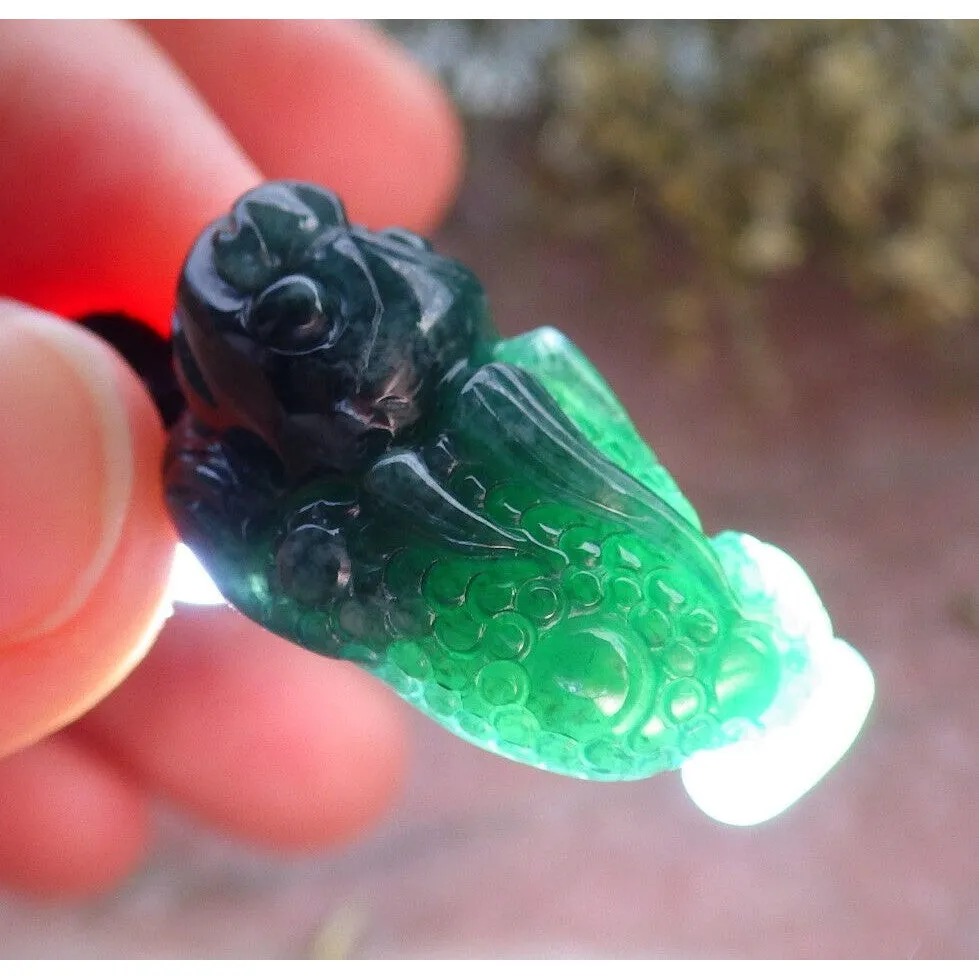 Certified Green Burma Natural A Jade Jadeite Pendant Frog Toad Necklace