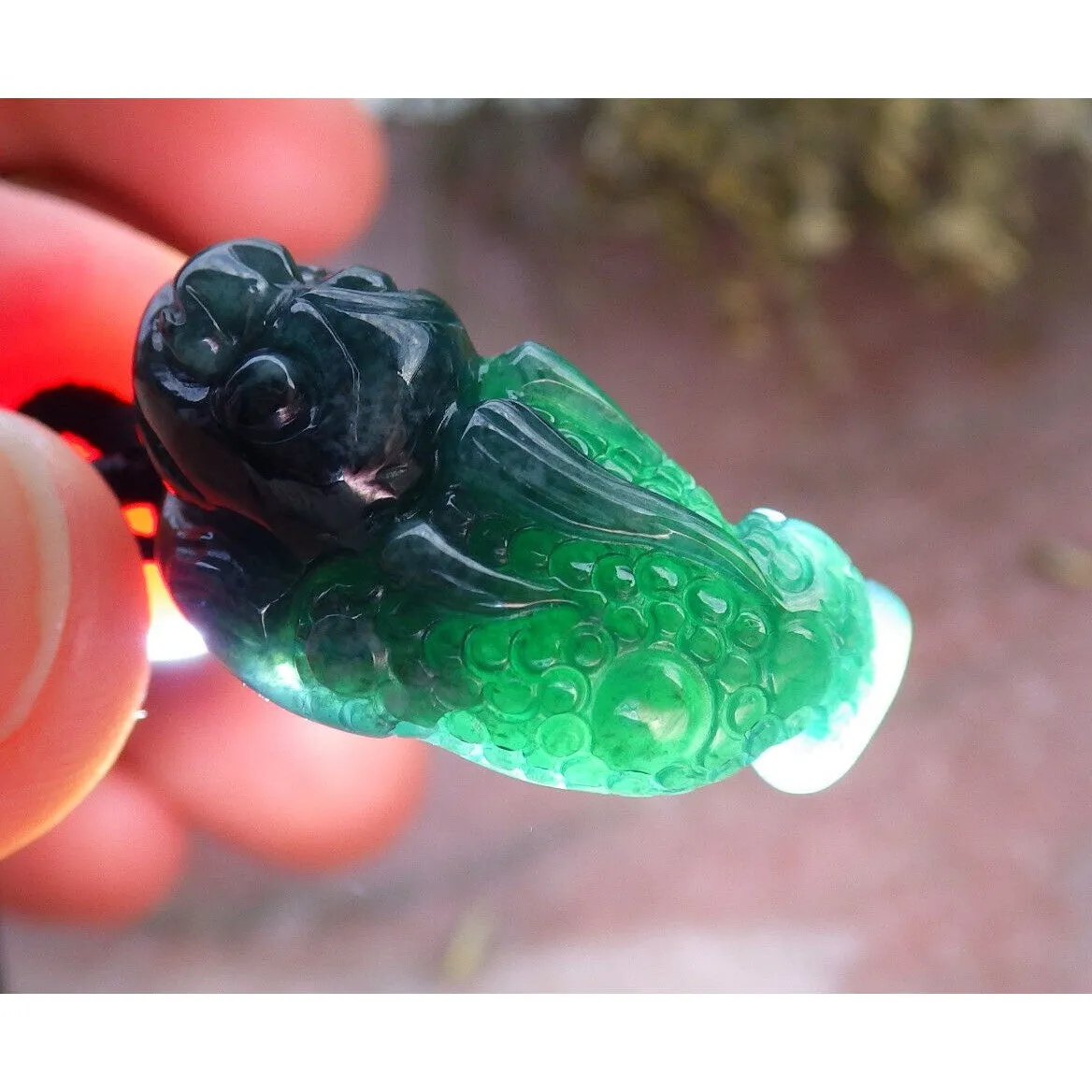 Certified Green Burma Natural A Jade Jadeite Pendant Frog Toad Necklace