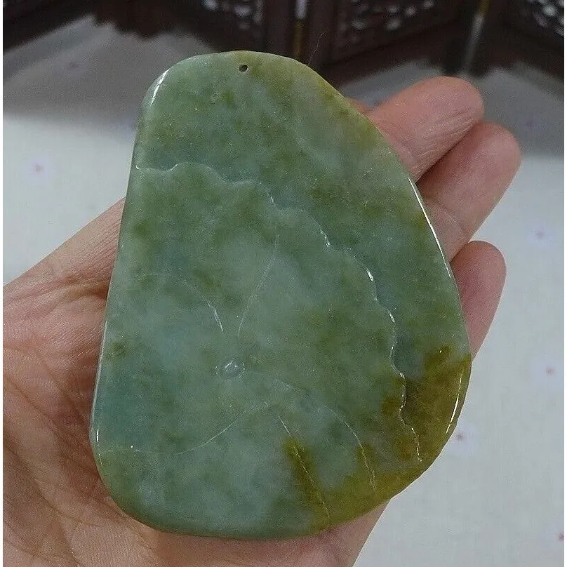 Certified Natural Type A Yellow Jadeite Jade Big Dragon Pendant Necklace