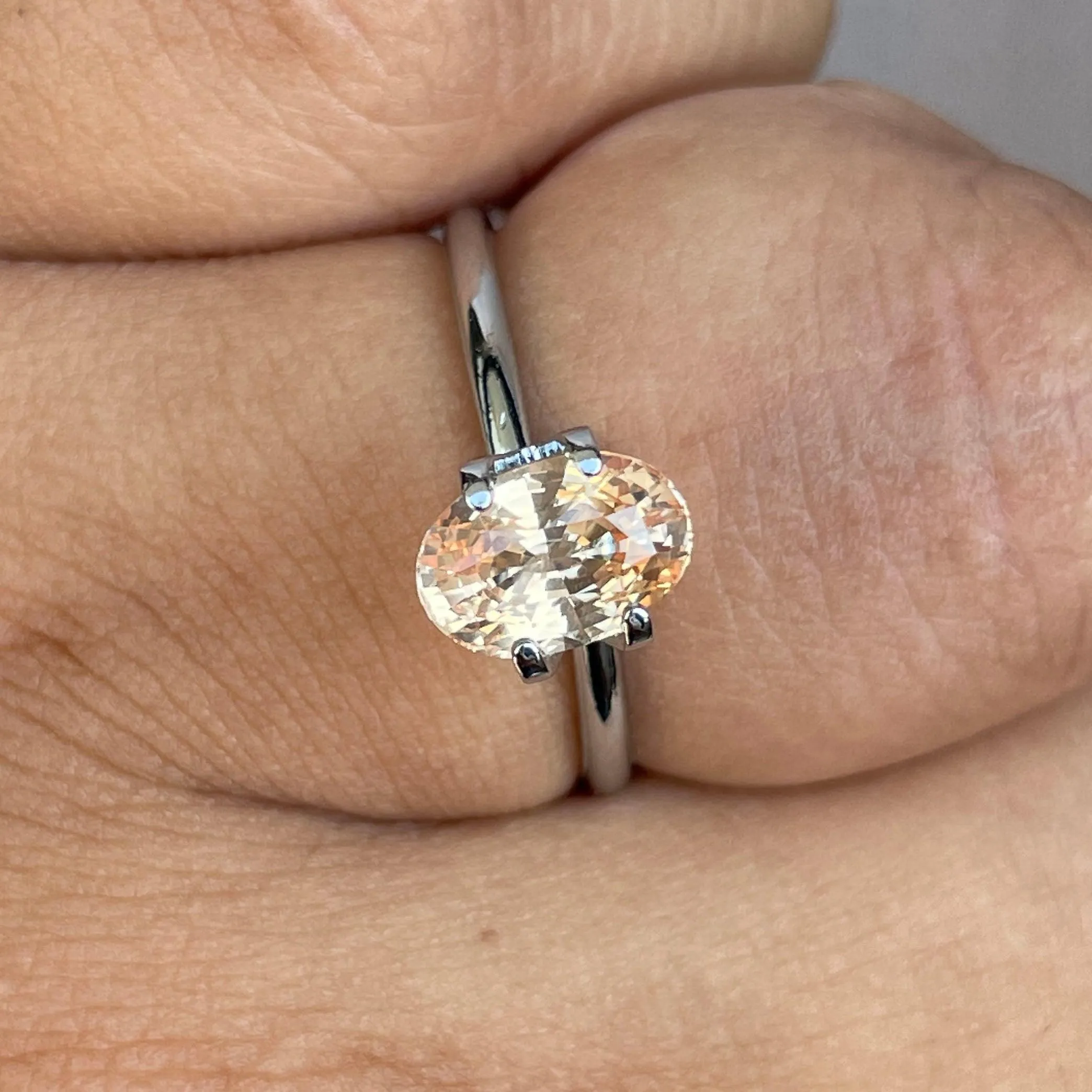 champagne sapphire stone 2.10 crt a precious gem oval champagne sapphire engagement ring, sapphire anniversary ring white gold, wedding ring and anniversary ring fiance ring, october birthstone jewelry