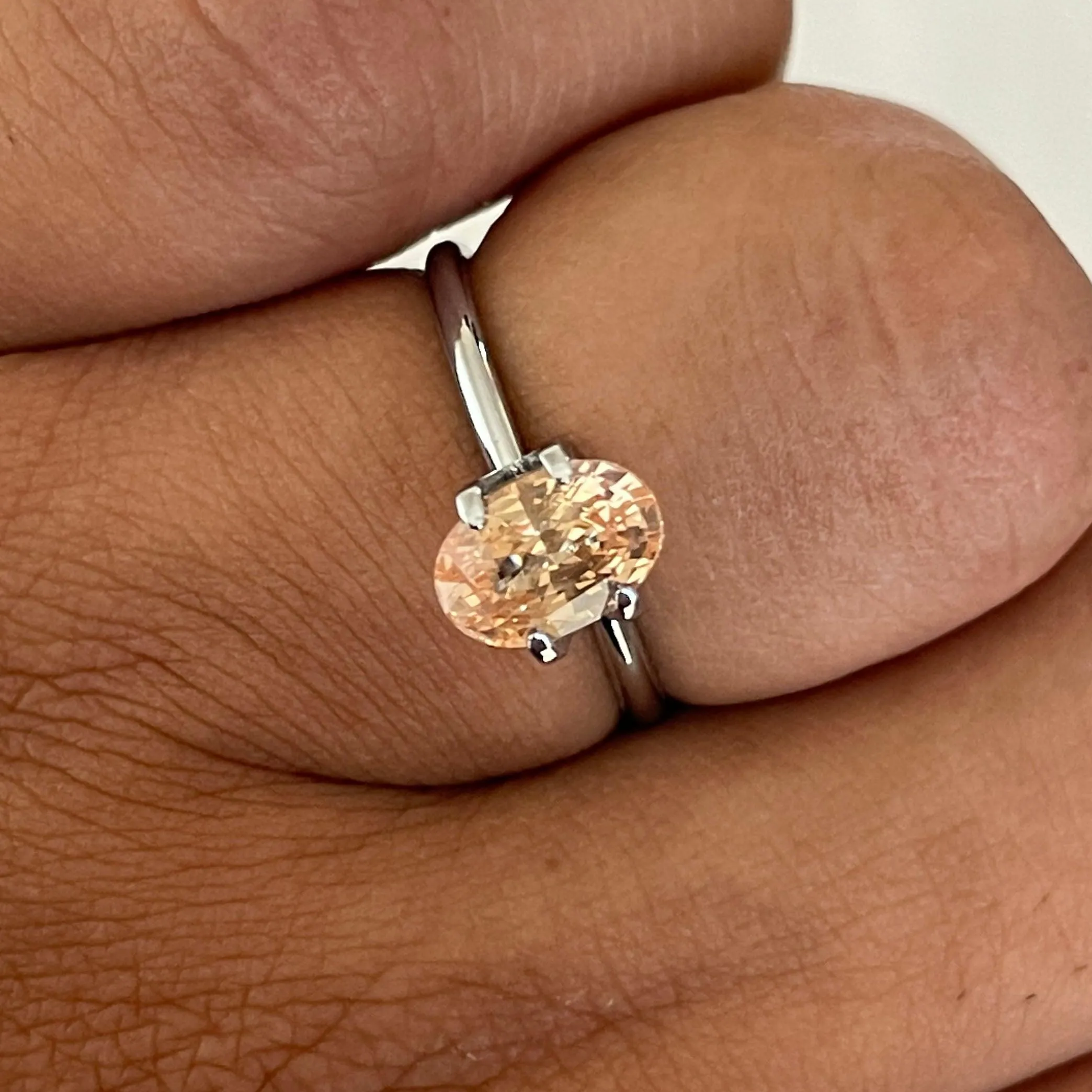 champagne sapphire stone 2.10 crt a precious gem oval champagne sapphire engagement ring, sapphire anniversary ring white gold, wedding ring and anniversary ring fiance ring, october birthstone jewelry