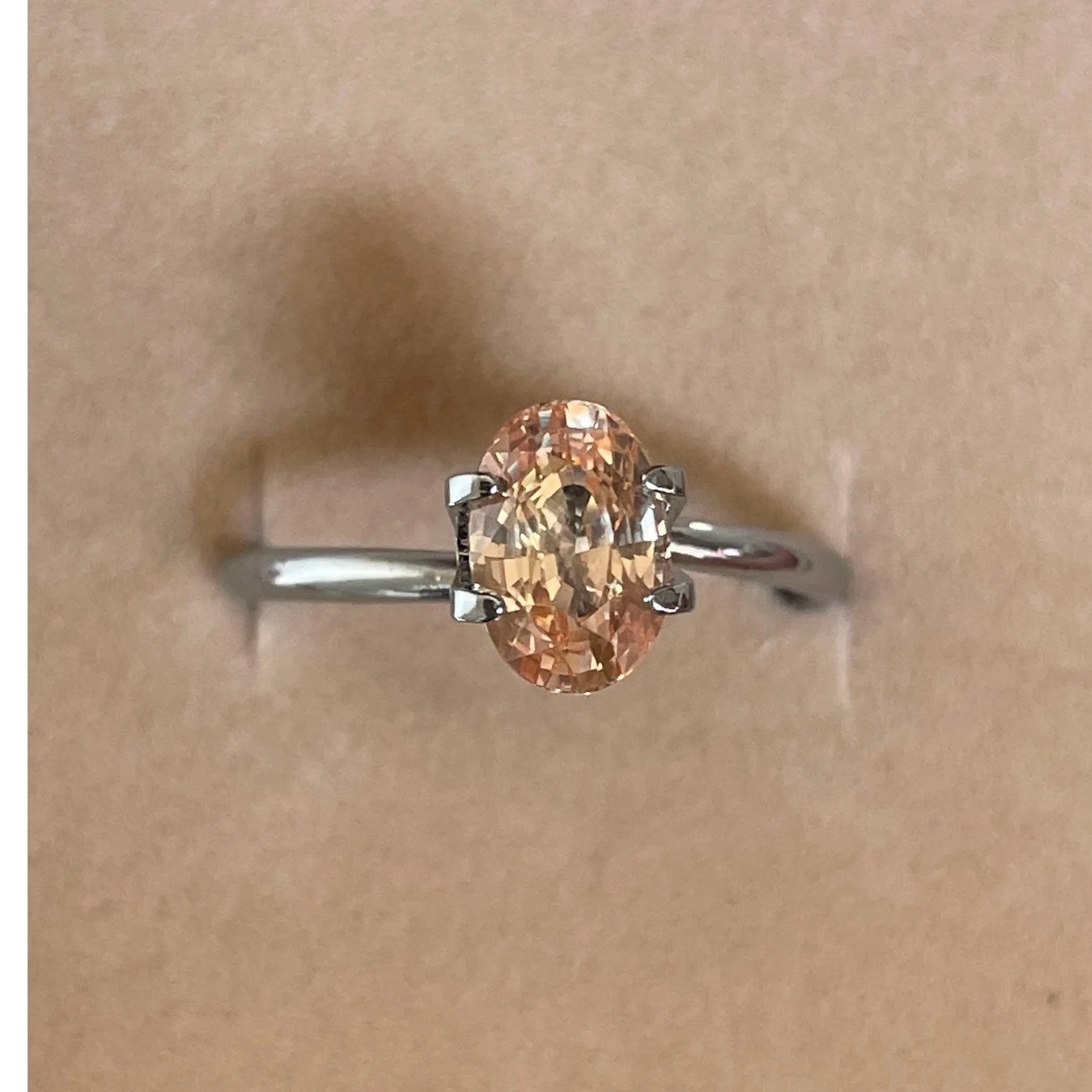 champagne sapphire stone 2.10 crt a precious gem oval champagne sapphire engagement ring, sapphire anniversary ring white gold, wedding ring and anniversary ring fiance ring, october birthstone jewelry