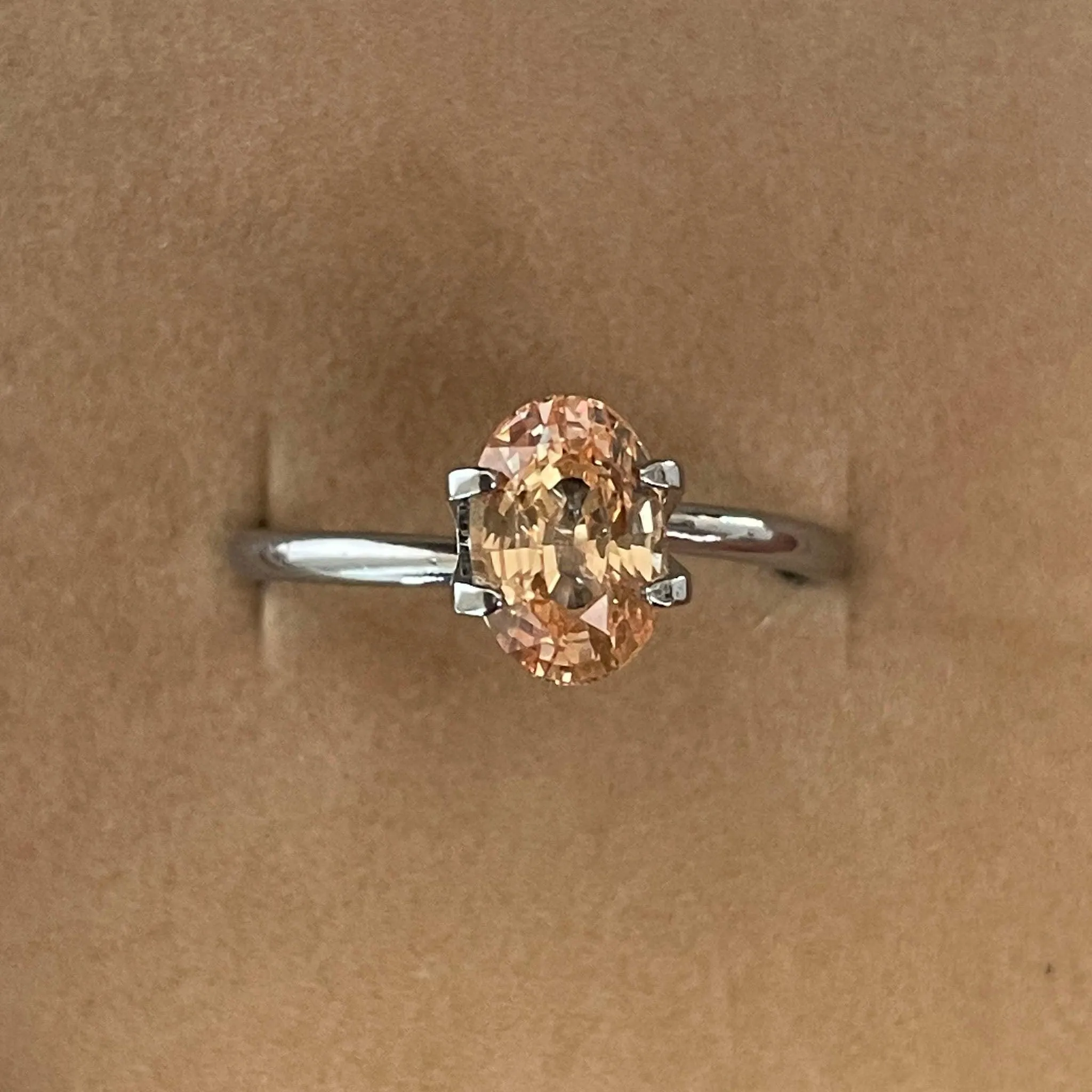 champagne sapphire stone 2.10 crt a precious gem oval champagne sapphire engagement ring, sapphire anniversary ring white gold, wedding ring and anniversary ring fiance ring, october birthstone jewelry
