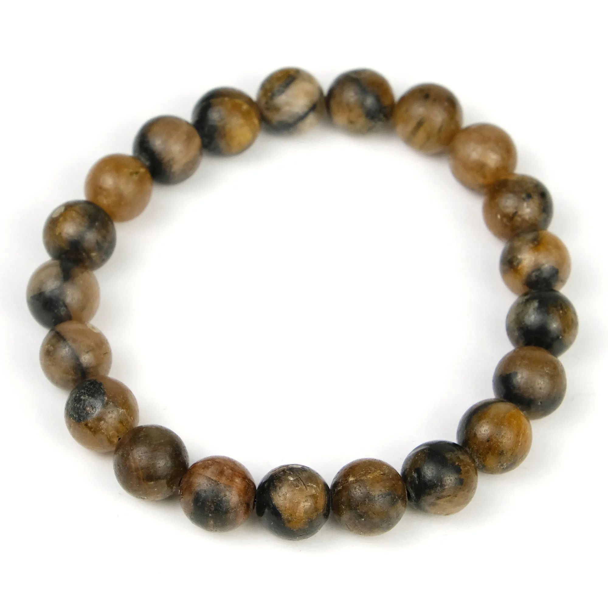 Chiastolite 10mm Round Stretch Bracelet