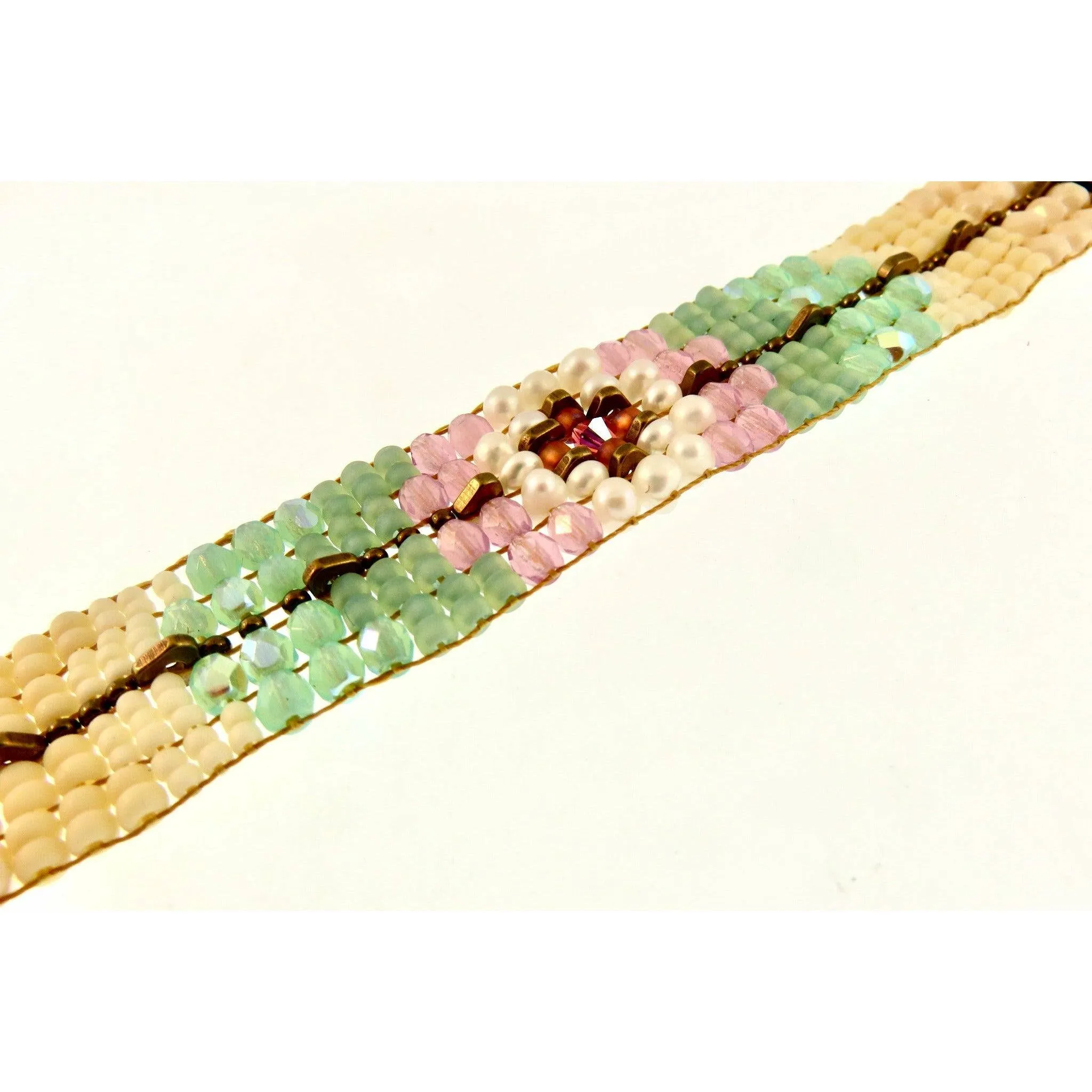 Chili Rose  "Pearl Baby Ombre Rose  " Tiffany  Bracelet by Adonnah Langer