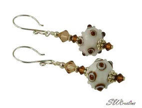 Coffee and Cream Lampwork Bead Earrings