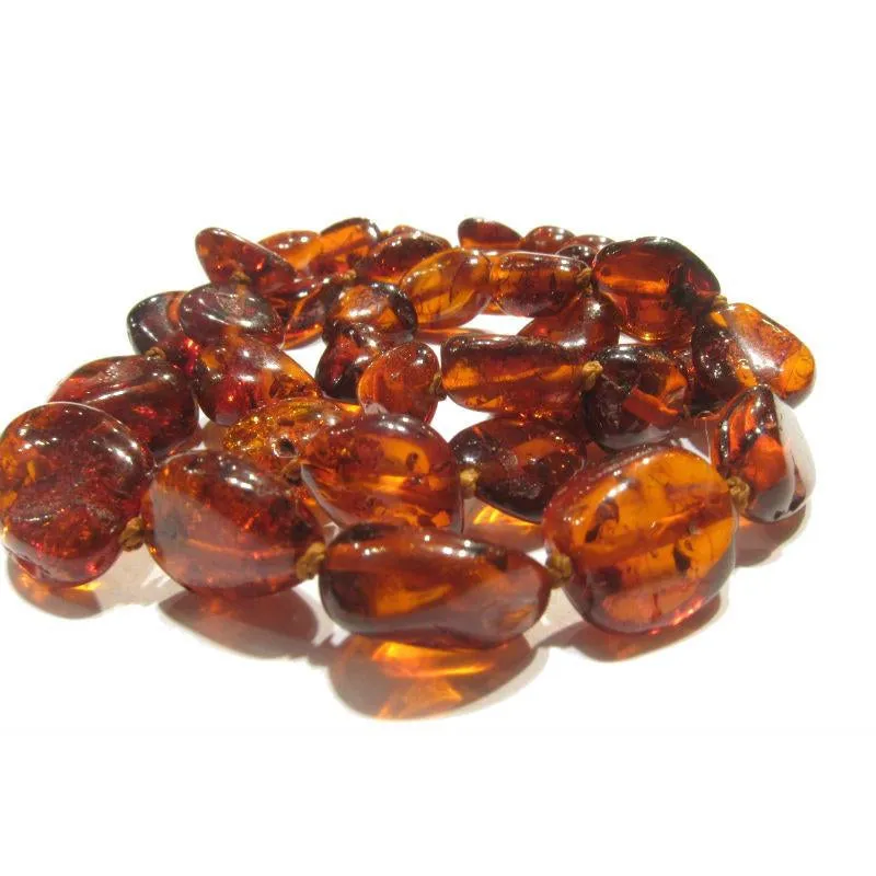 Cognac Amber Nugget Necklace/Strand