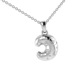 Croissant Dangling Pendant Gold with Diamonds