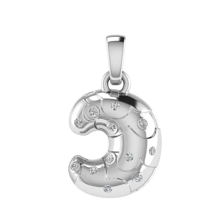 Croissant Dangling Pendant Gold with Diamonds