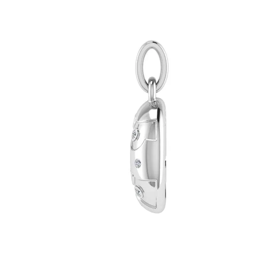 Croissant Dangling Pendant Gold with Diamonds