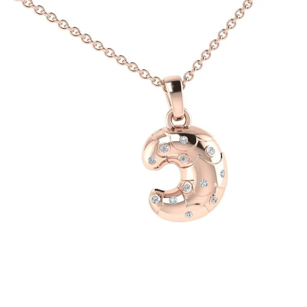 Croissant Dangling Pendant Gold with Diamonds