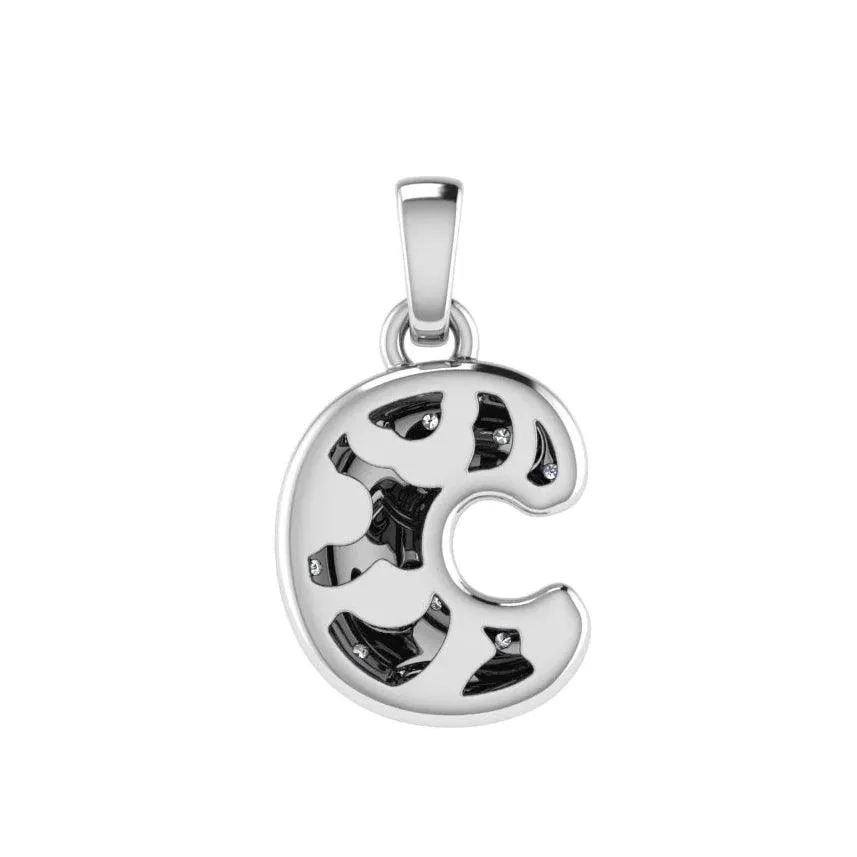 Croissant Dangling Pendant Gold with Diamonds