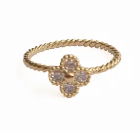 Crystal Clover Knuckle Ring