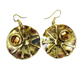 Crystal Sunburst Brass Earrings Brass Images