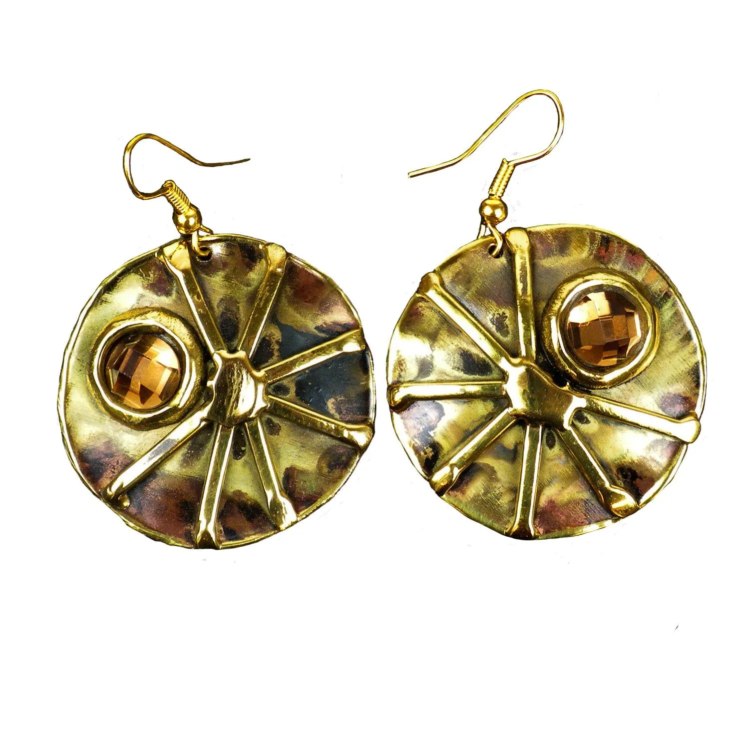 Crystal Sunburst Brass Earrings Brass Images