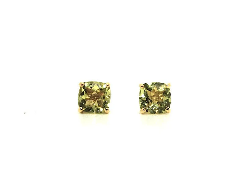Cushion Checkerboard Lemon Citrine Studs AD No. 1081