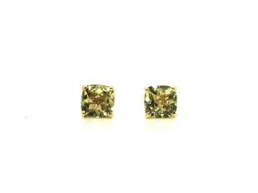 Cushion Checkerboard Lemon Citrine Studs AD No. 1081