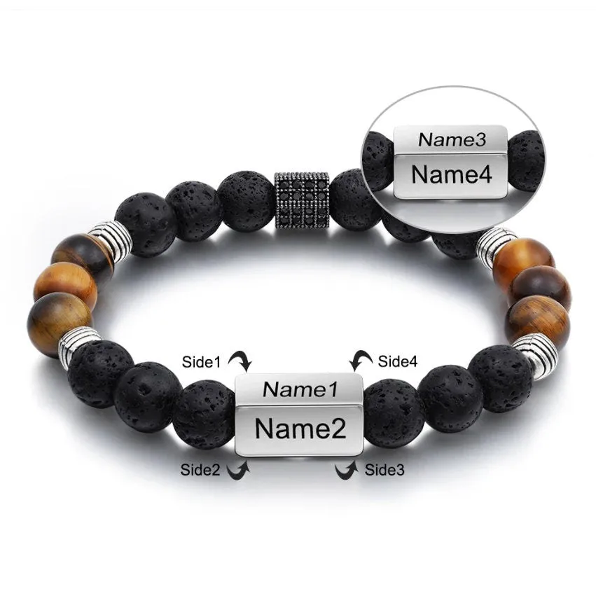 Custom Beaded Bracelet for Men Women - Personalized Beaded Bracelet - Name Bracelet - Customized Gift for Him Her - Engraved Stone Bracelet