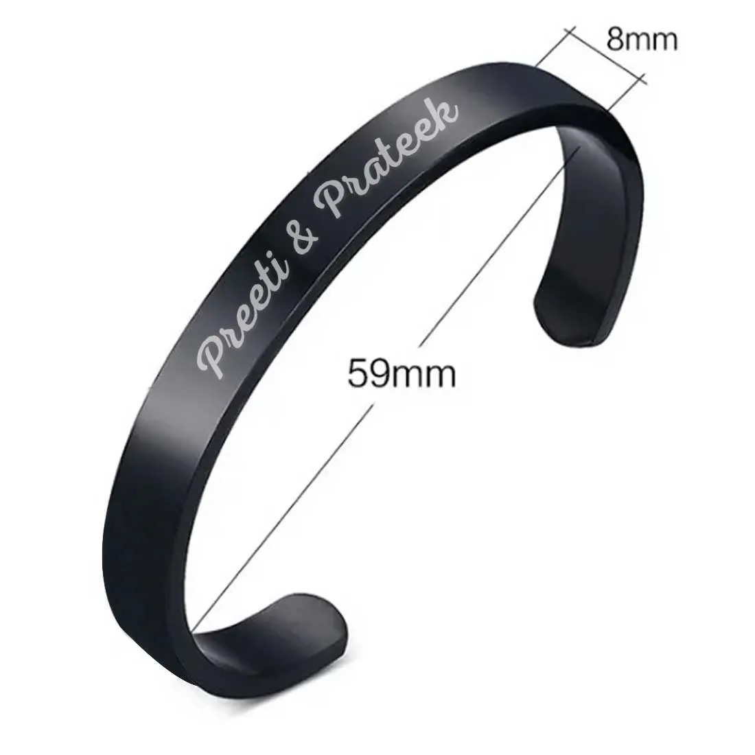 Custom Bracelet Boyfriend with Name Valentines Day Gift - Black Rhodium