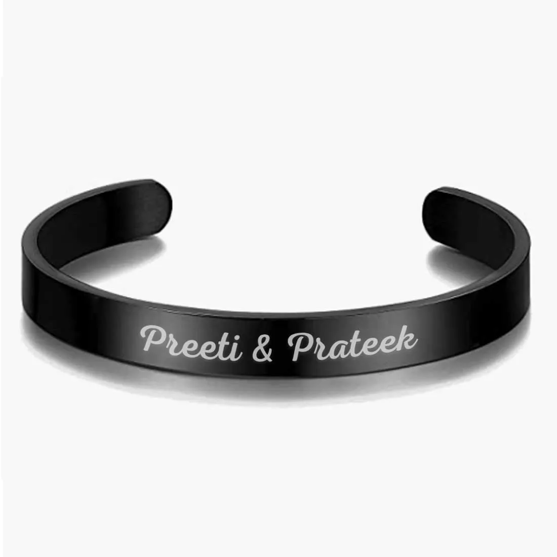 Custom Bracelet Boyfriend with Name Valentines Day Gift - Black Rhodium